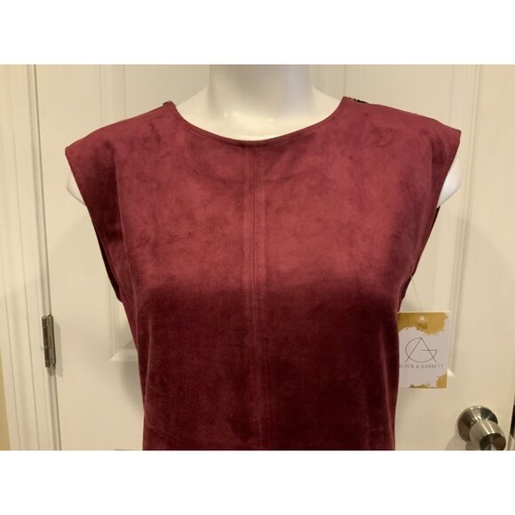 BCBG Max Azria Maroon Faux Suede Karlee Sleeveless Shift Dress, Size Small - Picture 2 of 8